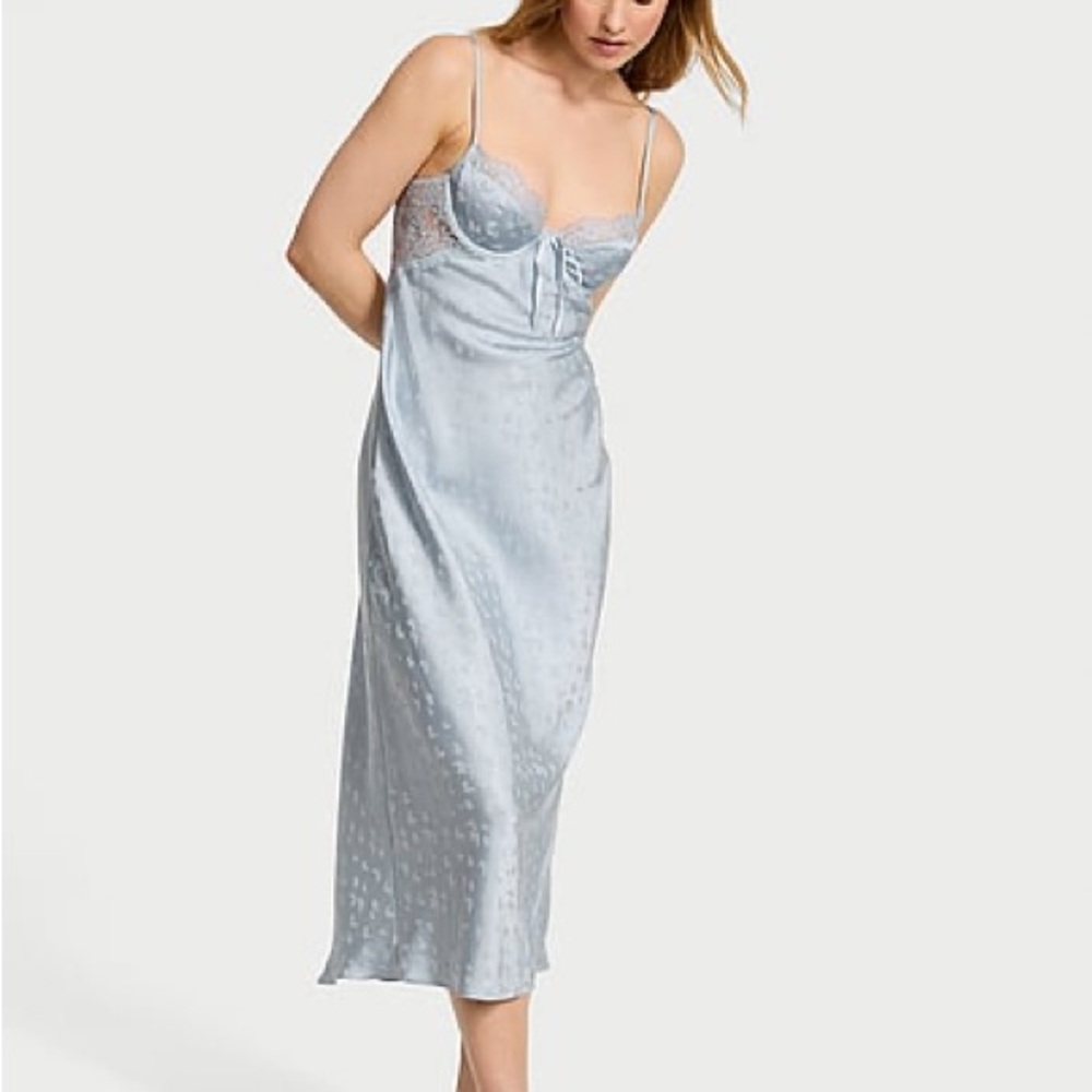 Victoria's Secret Light Blue Satin Chemise